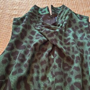 Green and black leopard print sleeveless dress